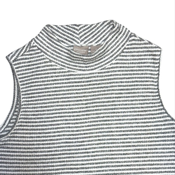 Chico's Zenergy Striped Mock Turtleneck Knit Sleeveless Tank Top Size 0 (S 4/6) - Picture 2 of 7